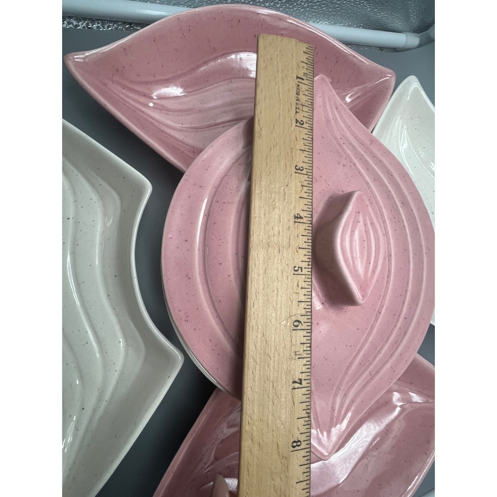 Mid Century Modern California Pottery L34 Lazy Susan‎ Pink and Ivory 6 pc - Picture 9 of 9